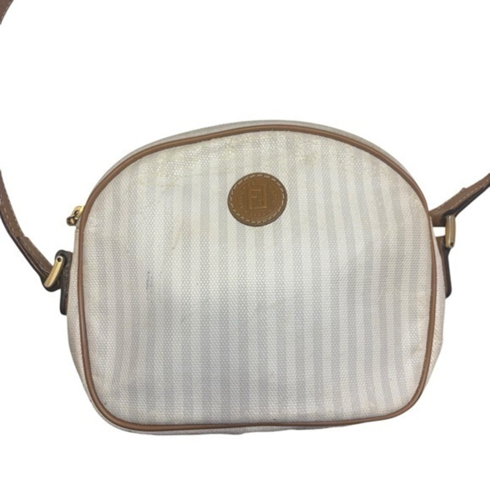 Fendi white and brown striped vintage crossbody bag